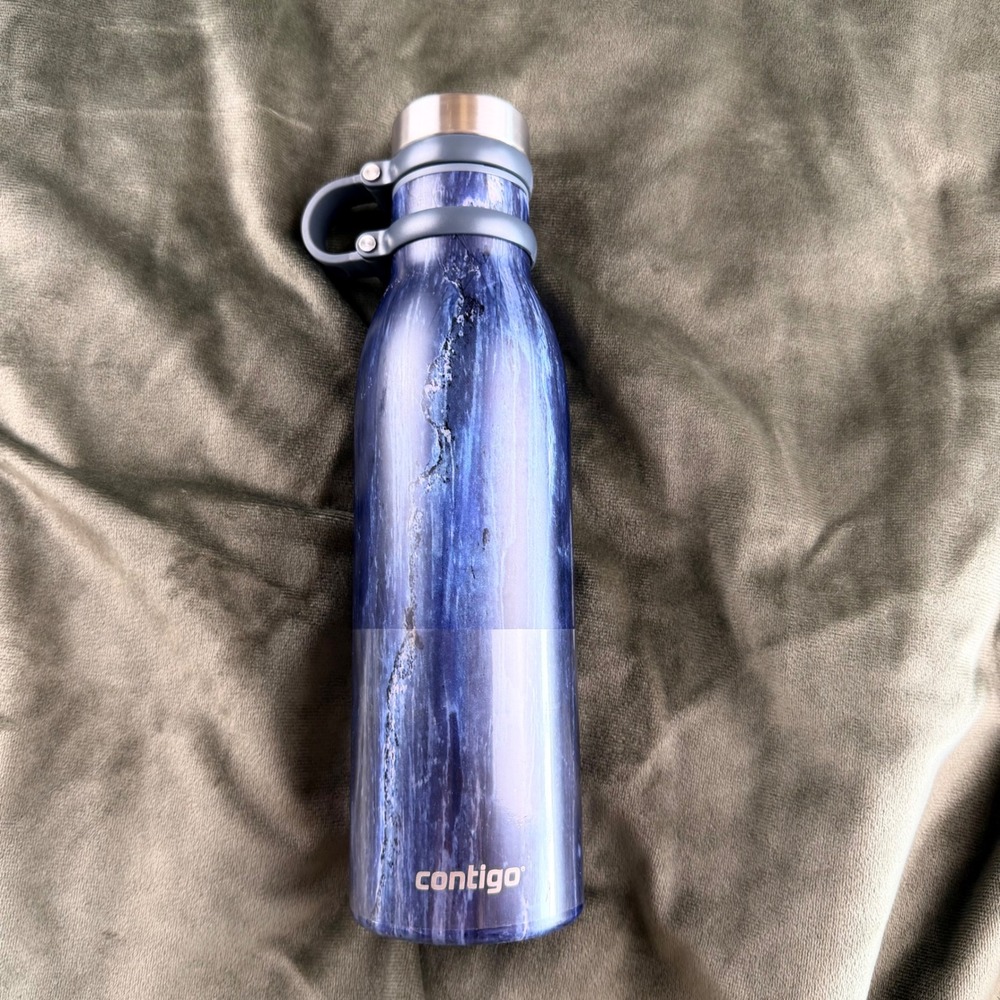 Contigo Matterhorn Couture Water Bottle Blue Marble Stainless Steel 20oz Thermal